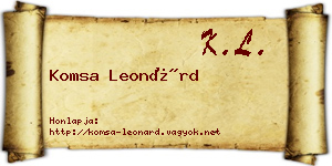 Komsa Leonárd névjegykártya